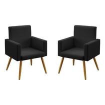 Kit 2 Poltronas Nina Para Sala de Estar Couro Artificial Preto Aradecor