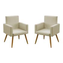 Kit 2 Poltronas Nina Para Sala de Estar Sued Bege Aradecor