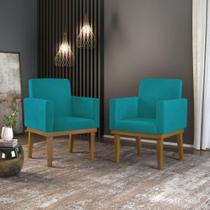 Kit 2 Poltronas Nina Penteadeira Quarto Suede Turquesa Balaqui Decor