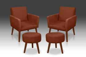 Kit 2 Poltronas Nina + Puff Redondo Danny Suede Terracota -RV Decora