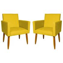 kit 2 Poltronas Nina Sala De Estar Luxo Suede Amarelo kit 2 Poltronas Nina Sala De Estar Luxo Suede Amarelo