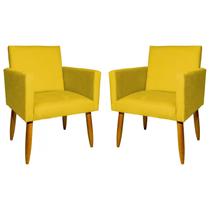 kit 2 Poltronas Nina Sala De Estar Luxo Suede Amarelo