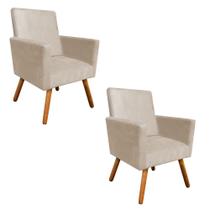 kit 2 Poltronas Nina Sala De Estar Luxo Suede Bege kit 2 Poltronas Nina Sala De Estar Luxo Suede Bege
