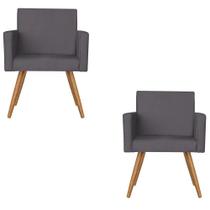 kit 2 Poltronas Nina Sala De Estar Luxo Suede Grafite kit 2 Poltronas Nina Sala De Estar Luxo Suede Grafite