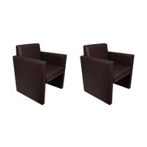 Kit 2 Poltronas Nina Slim Em Tecido Sintético - Café - Cor: Marrom