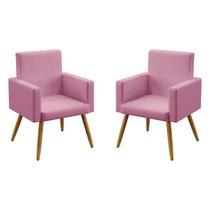 Kit 2 Poltronas Nina Sued Rosê Aradecor