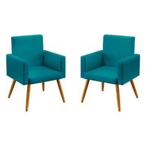 Kit 2 Poltronas Nina Suede Azul Turquesa Aradecor