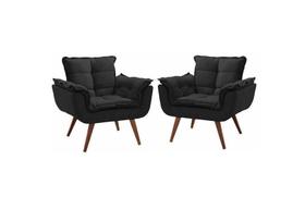 kit 2 Poltronas Opala alto padrão preta sala quarto escritorio luxo kit 2 Poltronas Opala alto padrão preta sala quarto escritorio luxo