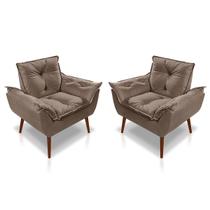 Kit 2 Poltronas Opala Decorativa p/ Sala, Quarto e Recepção Suede - LM Decor Kit 2 Poltronas Opala Decorativa p/ Sala, Quarto e Recepção Suede - LM Decor