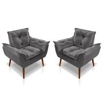 Kit 2 Poltronas Opala Decorativa p/ Sala, Quarto e Recepção Suede - LM Decor Kit 2 Poltronas Opala Decorativa p/ Sala, Quarto e Recepção Suede - LM Decor