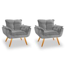 KIt 2 Poltronas Opala Decorativa para Sala de Estar Quarto Recepção Clinica Suede Cinza - Jm interiores KIt 2 Poltronas Opala Decorativa para Sala de Estar Quarto Recepção Clinica Suede Cinza - Jm interiores