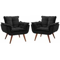 KIt 2 Poltronas Opala Decorativa para Sala de Estar Quarto Recepção Clinica Suede Preta - Jm interiores KIt 2 Poltronas Opala Decorativa para Sala de Estar Quarto Recepção Clinica Suede Preta - Jm interiores