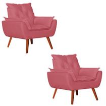 Kit 2 Poltronas Opala Decorativa Suede Rosa Goiaba - Navega Móveis