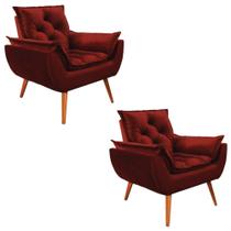 Kit 2 Poltronas Opala Decorativa Veludo Bordo - Navega Móveis Kit 2 Poltronas Opala Decorativa Veludo Bordo - Navega Móveis