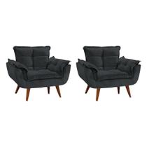 Kit 2 Poltronas Opala Luxo com Pés Estilo Retrô Petróleo Kit 2 Poltronas Opala Luxo com Pés Estilo Retrô Petróleo