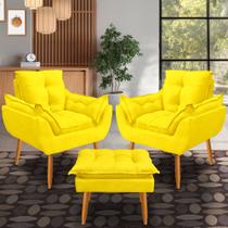 Kit 2 Poltronas opala mais puff Decorativo Suede, Escritório, Consultório, Quarto, Recepçãopala Kit 2 Poltronas opala mais puff Decorativo Suede, Escritório, Consultório, Quarto, Recepçãopala