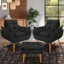 Kit 2 Poltronas opala mais puff Decorativo Suede, Escritório, Consultório, Quarto, Recepçãopala