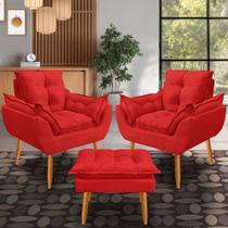 Kit 2 Poltronas opala mais puff Decorativo Suede, Escritório, Consultório, Quarto, Recepçãopala Kit 2 Poltronas opala mais puff Decorativo Suede, Escritório, Consultório, Quarto, Recepçãopala