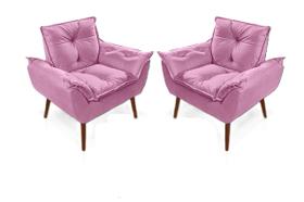 kit 2 poltronas opala rose pés quadrados sala quarto escritorio