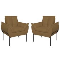 Kit 2 Poltronas Opala Sala E Quarto Suede Marrom Balaqui Decor