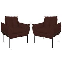 Kit 2 Poltronas Opala Sala e Quarto Suede Marrom Balaqui Estofados
