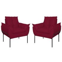 Kit 2 Poltronas Opala Sala E Quarto Suede Marsala Balaqui Decor