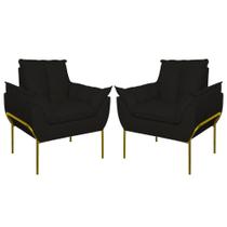 Kit 2 Poltronas Opala Sala E Quarto Suede Preto Balaqui Estofados