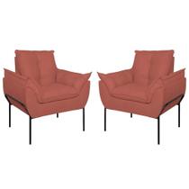 Kit 2 Poltronas Opala Sala e Quarto Suede Rosa Balaqui Decor