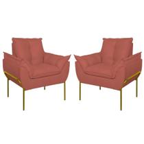 Kit 2 Poltronas Opala Sala E Quarto Suede Rosa Balaqui Decor