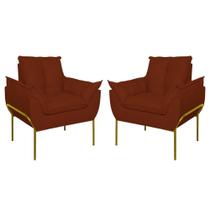 Kit 2 Poltronas Opala Sala E Quarto Suede Terracota Balaqui Decor