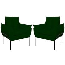 Kit 2 Poltronas Opala Sala e Quarto Suede Verde Balaqui Decor