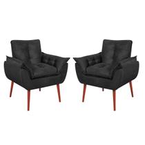 Kit 2 Poltronas Opala Vit Decor em Suede Bege Conforto, Estilo e Pés Palito de Madeira