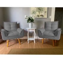 Kit 2 Poltronas Opalla Cadeira Decorativa Suede Grafite para Escritório Sala de Estar Recepção