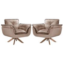 Kit 2 Poltronas Opalla com Debrum e Base Giratória