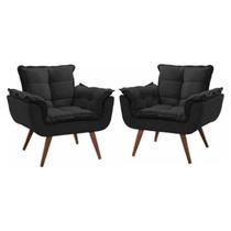 Kit 2 Poltronas Opalla Decorativa Reforçada Recepção Sala De Estar Suede