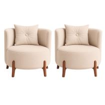 Kit 2 Poltronas Orgânica Curva Luna Boucle Off White - Montanaris Decor