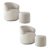 Kit 2 Poltronas Orgânica Giratória Eloah 2 Puff Ello Bouclé Italiano Sala Estar Oferta - Off-white Kit 2 Poltronas Orgânica Giratória Eloah 2 Puff Ello Bouclé Italiano Sala Estar Oferta - Off-white