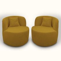 Kit 2 Poltronas Orgânicas para Sala Orgânica Confortável e Reforçada Bouclé Maranata