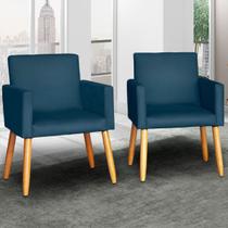 Kit 2 Poltronas para manicure Decorativa Cadeira Estofada Resistente Escritório Recepção Sala de estar Sala de espera Pés palito de madeira