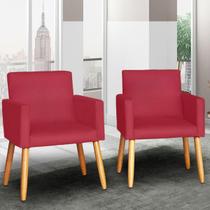 Kit 2 Poltronas para Recepção Sala Decorativa Cadeira Estofada Resistente Escritório Sala de estar manicure Sala de espera Pés palito de madeira