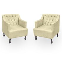 Kit 2 Poltronas para Sala de Estar Clássica Confortável e Reforçada Suede Elizabeth Kit 2 Poltronas para Sala de Estar Clássica Confortável e Reforçada Suede Elizabeth