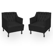 Kit 2 Poltronas para Sala de Estar Clássica Confortável e Reforçada Suede Elizabeth