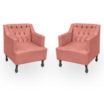 Kit 2 Poltronas para Sala de Estar Clássica Confortável e Reforçada Suede Elizabeth