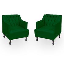 Kit 2 Poltronas para Sala de Estar Clássica Confortável e Reforçada Suede Elizabeth