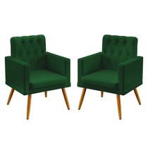 Kit 2 Poltronas Para Sala de Estar Nina Rodapé e Capitonê Sued Verde Aradecor