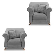 Kit 2 Poltronas Para Sala de Estar Vênus Veludo Cinza Grafite Pés Castanho - Pallazio Kit 2 Poltronas Para Sala de Estar Vênus Veludo Cinza Grafite Pés Castanho - Pallazio
