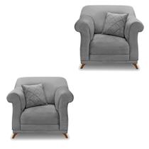 Kit 2 Poltronas Para Sala de Estar Vênus Veludo Pés Castanho - Pallazio