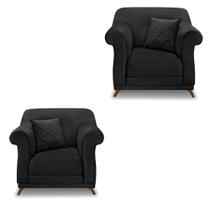 Kit 2 Poltronas Para Sala de Estar Vênus Veludo Pés Castanho - Pallazio