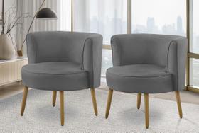 Kit 2 Poltronas Para Sala Decorativa Bia Suede Kit 2 Poltronas Para Sala Decorativa Bia Suede