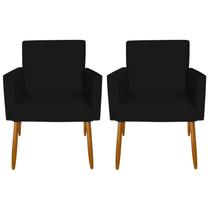Kit 2 Poltronas para Sala Decorativa Cadeira Estofada Resistente Escritório Recepção Sala de estar manicure Pés palito de madeira - MOBLAN decor